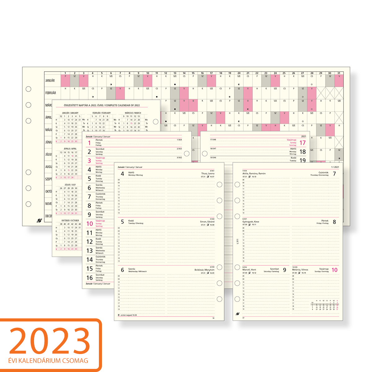 2023. évi heti beosztású kalendárium csomag - L311, Krém (Chamois)