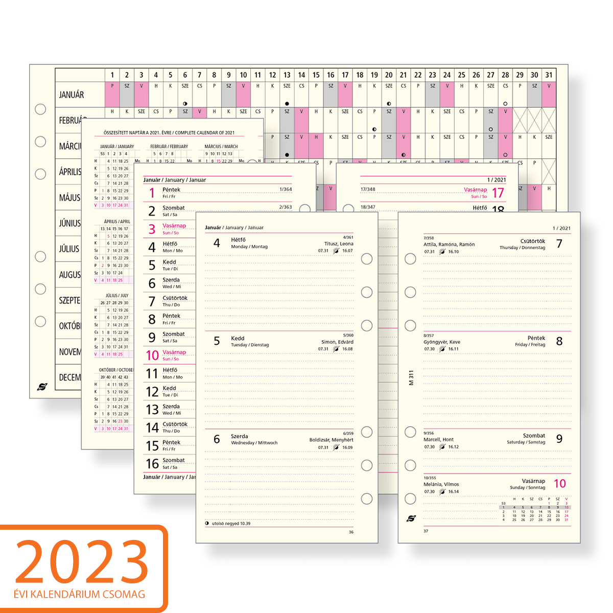 2023. évi heti beosztású kalendárium csomag - M311, Krém (Chamois)