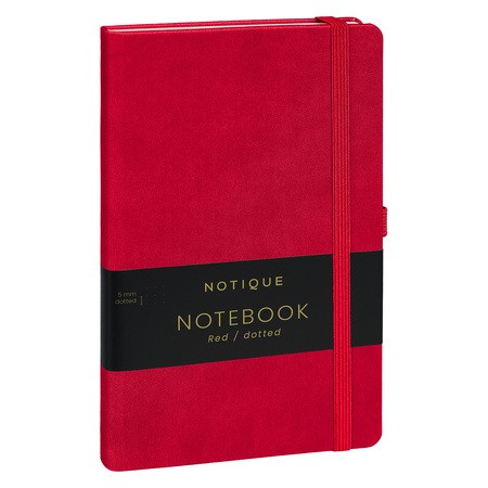 Notique, keménytáblás pontozott notesz, Red, 13x21 cm