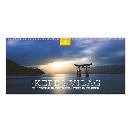 Képes világ, képes fekvő asztali naptár DL, Fehér