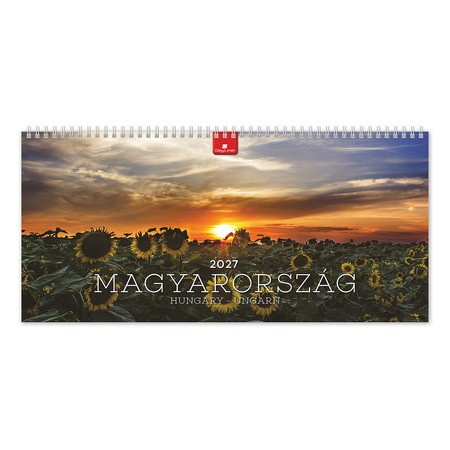 Magyarország, képes fekvő asztali naptár DL, Bordó