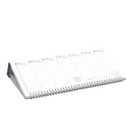 Fekvő fehér lapos asztali naptár T050, Kék