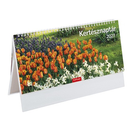 Kertész, képes, álló papírtáblás csonkalapos asztali naptár T054, Fehér