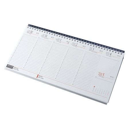 Fekvő, fehér lapos asztali naptár RS7931, Kék