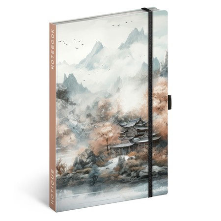 Japan, keménytáblás vonalas notesz, 13x21 cm