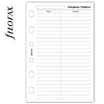 Filofax Kontakt lista (Név / Telefon) Pocket Fehér
