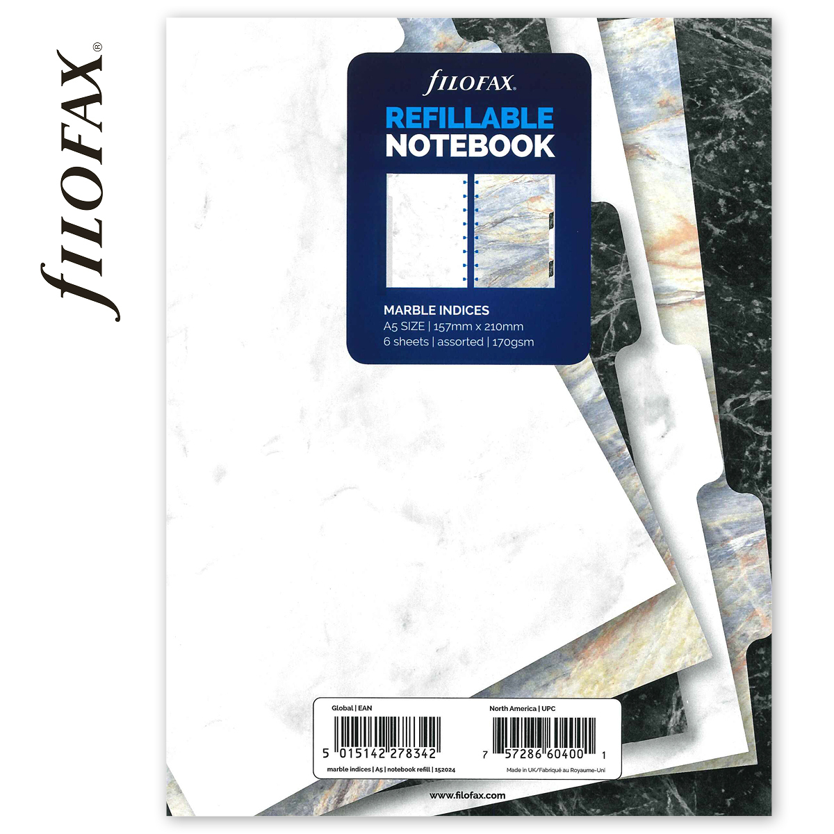 Filofax Notebook Elválasztó lapok Bianco A5 Márvány